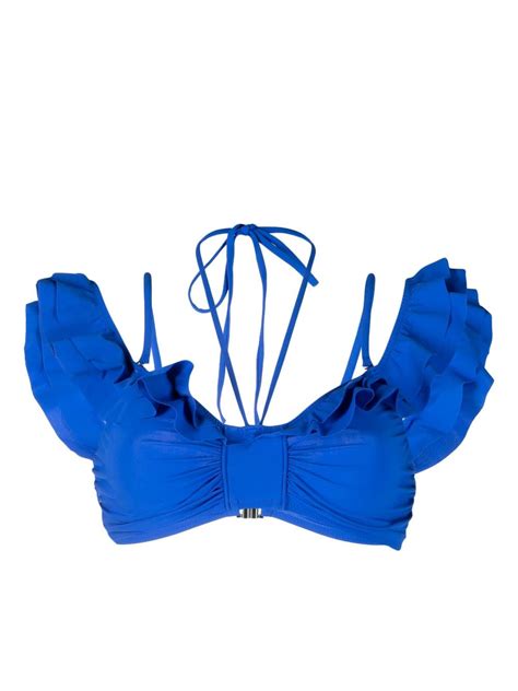 Isabel Marant Ruffled Bikini Top Blue Farfetch