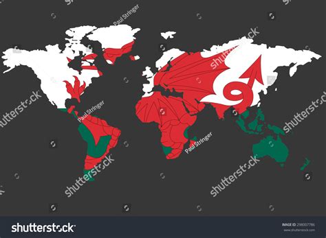 Illustrated Map World Flag Wales Stock Illustration 298007786 ...