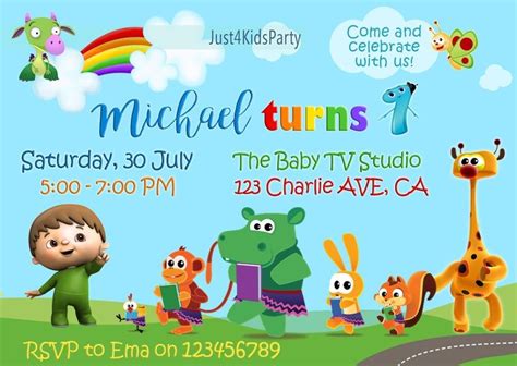 Digital Baby Tv Invitation Custom Birthday Baby Tv Party Etsy In 2021