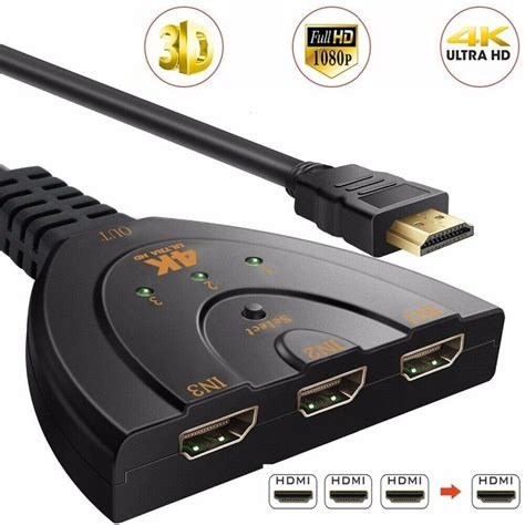 hdmi switcher 3*1 свитчер из 3х источников на 1 приемник 2k-4k