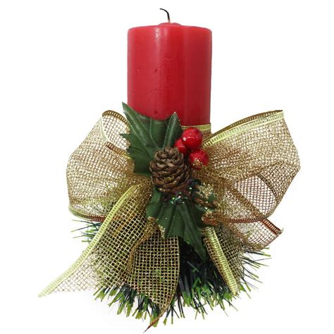 Significado Da Vela Natalina - Vela Natalina Vermelha Decorativa Para Natal Com Laço Dourado ...