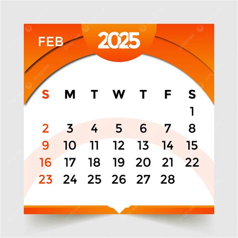 2025 Calendar Month Of February Vector Template Download on Pngtree