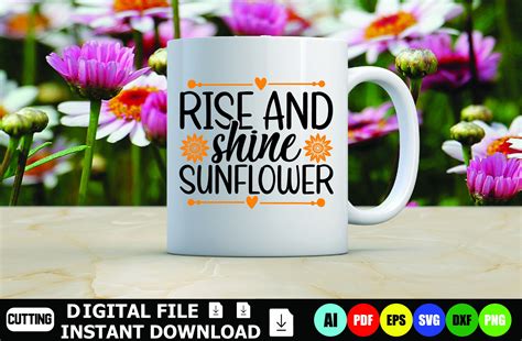 Rise And Shine Sunflower Graphic By Designshop24 · Creative Fabrica