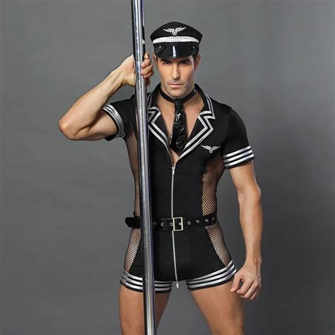 Mqupin Pc Police Men Cosplay Set Adult Fancy Game Clubwear Gay Clothing Sexy Lingerie Sleepwear