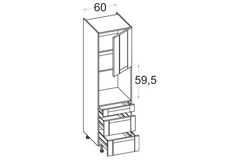 OLIVIA SOFT SDP60S3 wysoki słupek do zabudowy piekarnika z szufladami