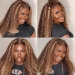 Honey Blonde Highlights Kinky Curly 13x4 Transparent Lace Front Wig With Full Ends Alipearl Hair