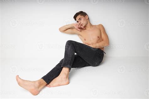 Man Sitting On Floor Naked Torso Isolated Background Fashion Luxury 22062697 Stock Photo At Vecteezy