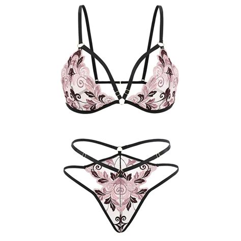 Erotic Lace Lingerie Set For Women Sexy Open Bra And Panties Set Transparent Lace Bra And Panty