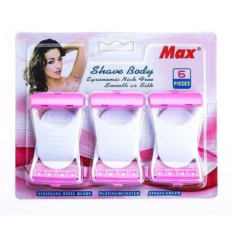 Plastic And Stainless Steel Max Disposable Body Bikini Shaving Razor For Women Packaging Size