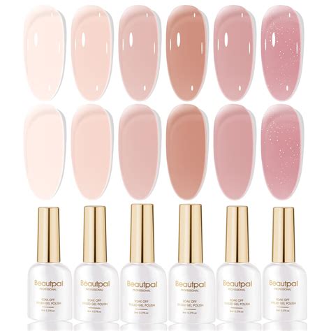 Amazon Larvall Beautpal Nude Gel Polish Set Milky Nude Sheer Pink Jelly Gel Polish Nail