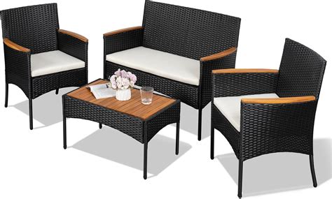 Greesum Patio Furniture 4 Pieces Conversation Sets Outdoor