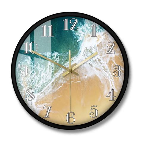 Coastal Beach House Art Ocean Wave Wall Clock Home Living Home D Cor