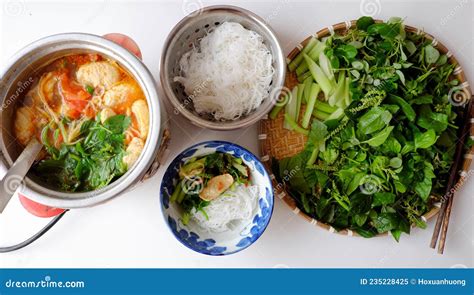 Top View Vietnamese Vegan Food Green Vegetables Hot Pot Homemade Stock Image Image Of High