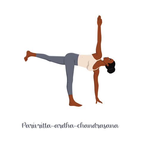 Woman Doing Parivrtta Ardha Chandrasana Revolved Half Moon Pose