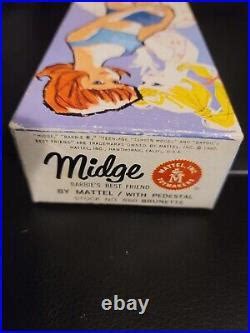 Vintage 1962 Midge Barbies Friend Brunette 860 WithOriginal Box Vintage Japan Doll