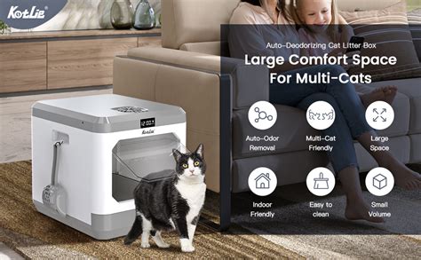 Smart Cat Litter Box with Auto Odor Control, XL Large Litter Tray for ...