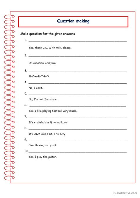 Question Making 2 Beginners English Esl Worksheets Pdf And Doc