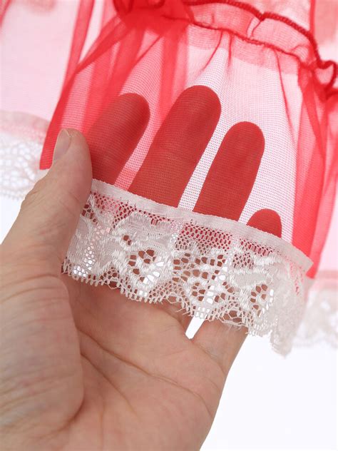 Men S Sexy Sissy Lingerie Nightwear Crossdresser See Through Ruffles Teddy Tops Ebay