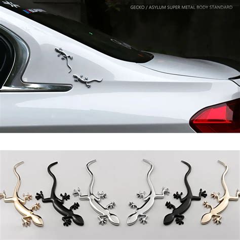 Dsycar 1pcs 3d Metal Gecko Car Side Fender Rear Trunk Emblem Badge Sticker Decals For Jeep Bmw