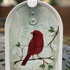 Cardinal Mailbox Uniquely Painted Mailbox With Cardinals Cardinal