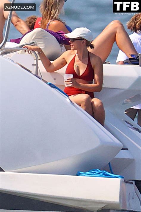 Scarlett Johansson Sexy Seen Flaunting Her Hot Figure Wearing A Red Bikini In East Hampton Aznude