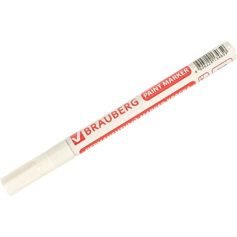 Лаковый маркер-краска 1-2 мм, белый, нитро-основа, алюминиевый корпус ...