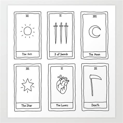 Minimalist Tarot Cards Art Print by Emily - X-Small | Tarot card tattoo ...