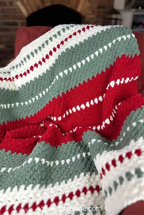 Christmas Lane Striped Blanket Free Christmas Crochet Blanket Pattern