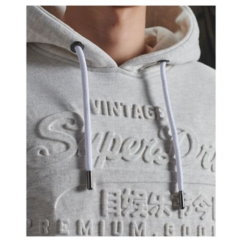 Superdry Vintage Logo Embossed Hoodie White Dressinn