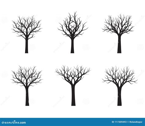 Set Of Black Naked Trees Vector Illustration Stock Illustration Illustration Of Design Group