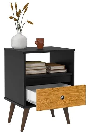 Mesa De Cabeceira Retr Wood New Preto Nature Ej M Veis Biano