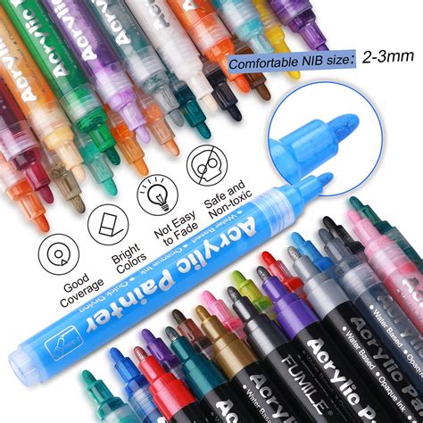 Fumile Acrylic Paint Pens Colors Paint Marker Pen Set Ideal For Rock