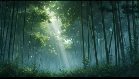 Premium Photo | An artwork that portrays a dense bamboo forest with ...