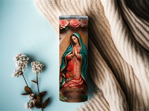 Virgen De Guadalupe Tumbler Wrap 20 Oz Skinny Sublimation Design