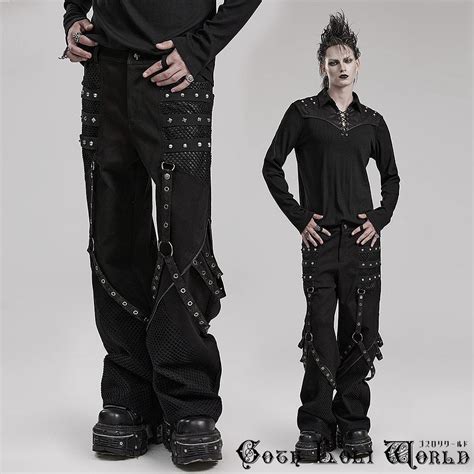 WK-602XCM-BK ジップラインストレートボンテージ パンツ ブラック ゴシック ゴスロリ パンク ロック ビジュアル系 V系 モード系 ...