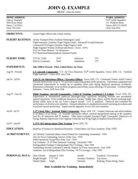 Pilot Resume Sample Pdf Airline Pilot Hiring Example Resume
