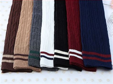 Women Knit Cotton Over The Knee Long Socks Striped Thigh High Stocking