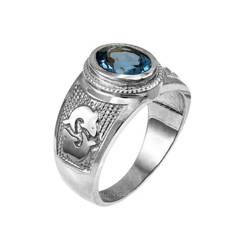 Sterling Silver Pisces Zodiac Sign March Birthstone Aquamarine CZ Ring