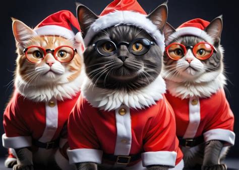 Premium Ai Image A Group Of Meowy Christmas Cat