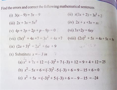 Find The Errors And Correct The Following Mathematical Sentences