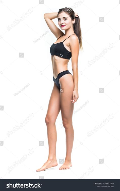 Gorgeous Woman Black Bikini Against White Stock Photo Shutterstock