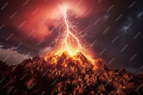 Premium Photo Volcanic Lightning During An Eruption Created With