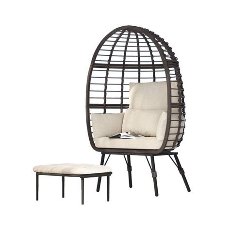 Gardenbee Patio Brown Wicker Indoor Outdoor Egg Lounge Chair With