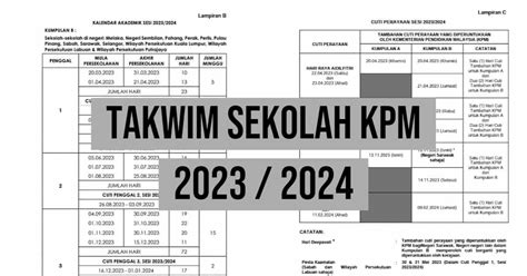 Takwim Persekolahan Dan Cuti Sekolah 2023 2024 Sumber Pendidikan Riset
