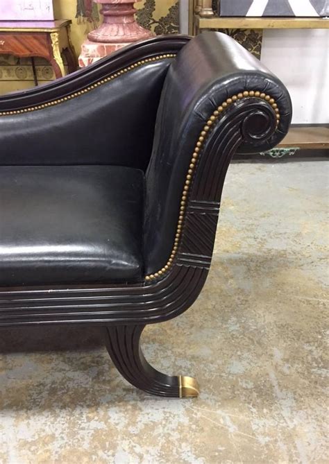 Duncan Phyfe Style Black Leather Sofa For Sale At 1stdibs