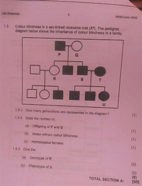Colour Blindness Is A Sex Linked Recessive StudyX