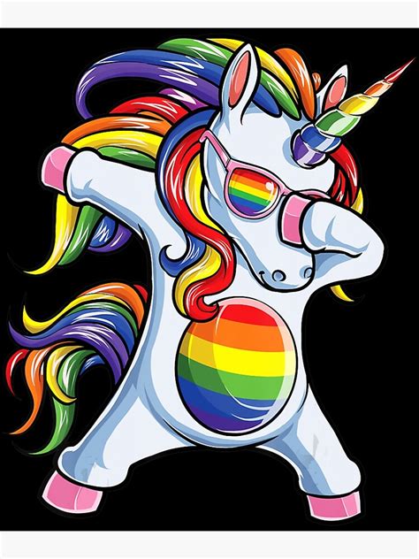 Dabbing Unicorn Gay Pride Lgbt Lesbian Rainbow Flag Poster For Sale By Fankkaganri Redbubble