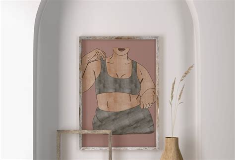 Boho Line Drawing Body Positive Art Nude Line Drawing Modern Line Art Boho Woman Drawing