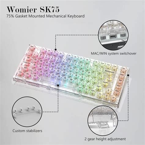 Womier Sk Gamer Mechanical Keyboard Crystal Transparent Hot Swap
