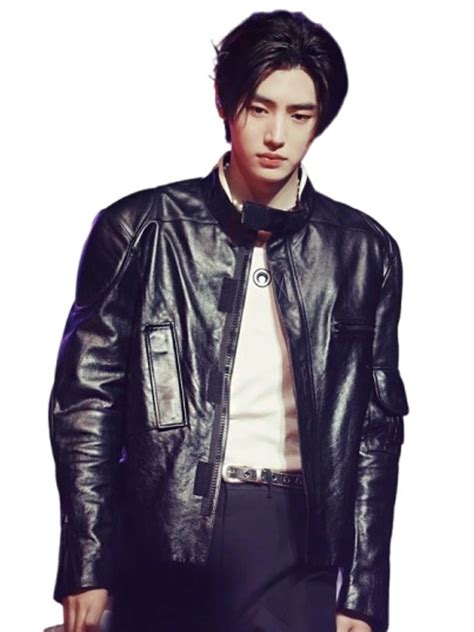 Sunghoon Black Leather Jacket Stars Jackets